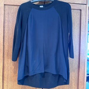 COS navy and black silk and cotton blouse